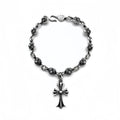 Silver Cross Ball Tiny E Bracelet