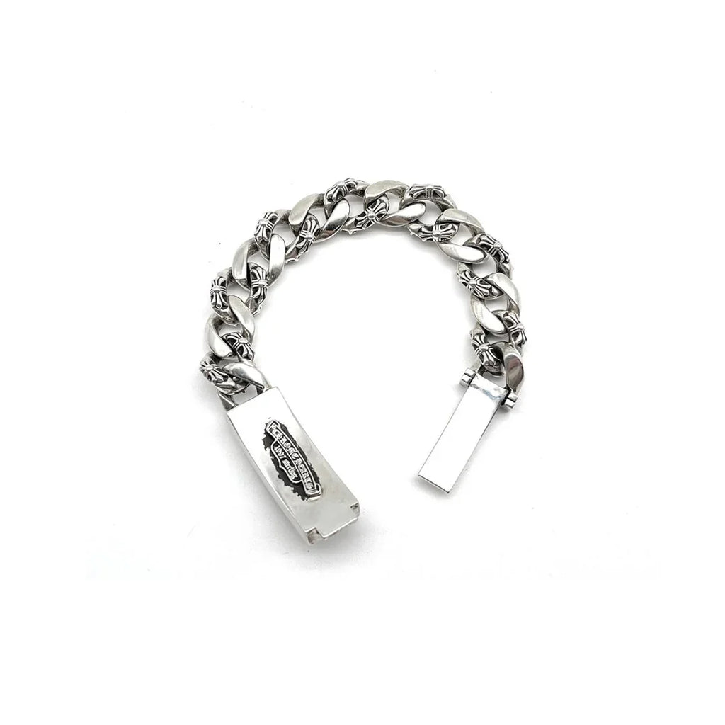 Silver Cross Link Cuban Bracelet