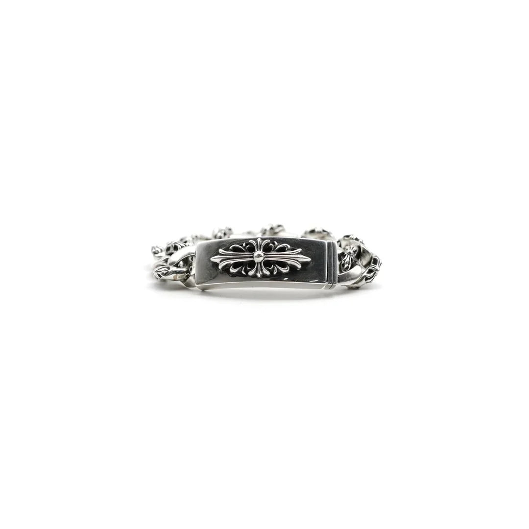 Silver Cross Link Cuban Bracelet