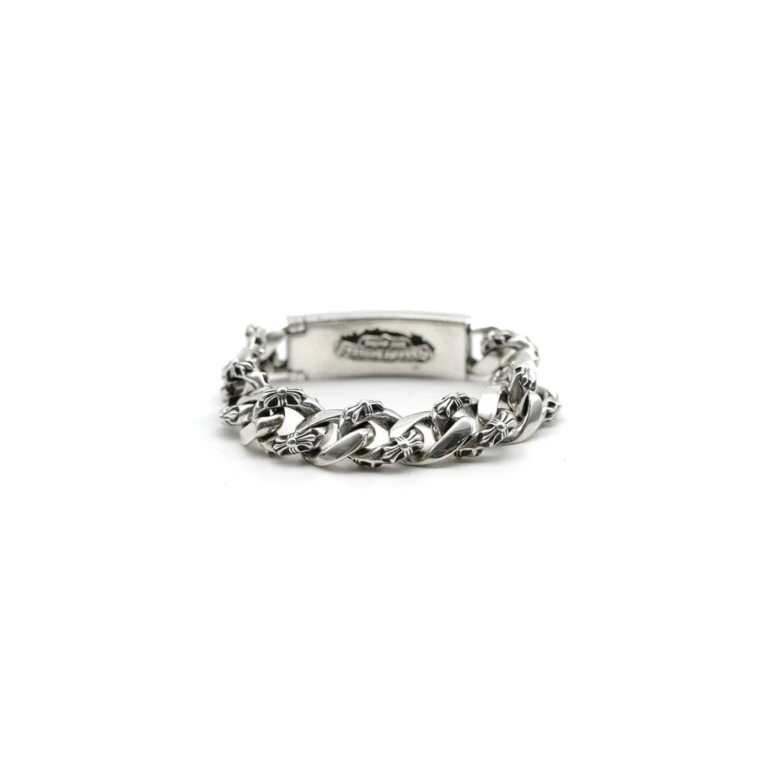 Silver Cross Link Cuban Bracelet